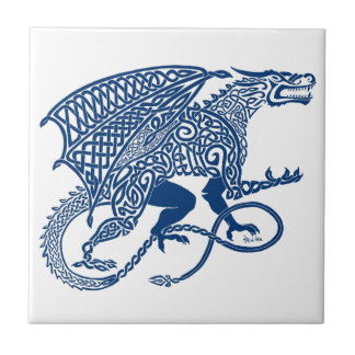Knotwork Blue Dragon Tile
