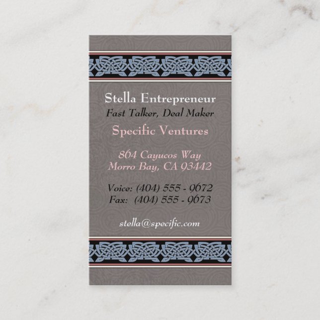 Knotwork Border Business Cards, Style B Business Card (Front)