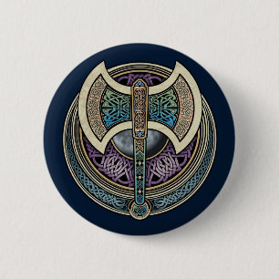 Knotwork Labrys Round Button