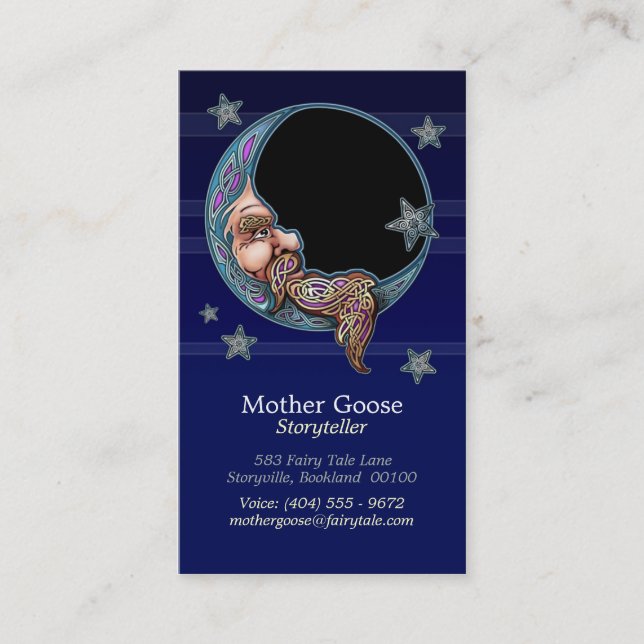 Knotwork Moon Man Business Cards (Front)
