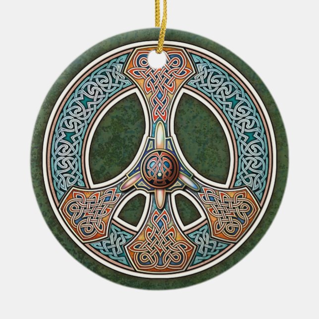 Knotwork Peace Sign Pendant/Ornament Ceramic Ornament (Front)