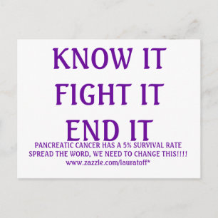 KNOW IT  FIGHT IT END IT, PANCREATIC CANCER HAS... POSTCARD