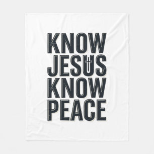Know Jesus Know Peace Vintage Christian Typography Fleece Blanket