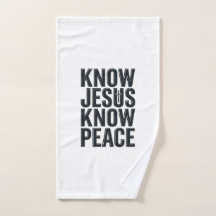 Know Jesus Know Peace Vintage Christian Typography Hand Towel