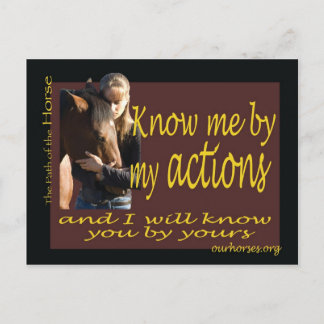 Know me by my actions postcard