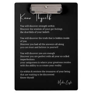 Know thyself inspirational poem poetry wall poster clipboard