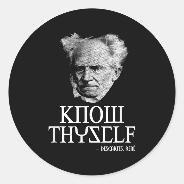 Know Thyself Socrates Descartes Schopenhauer Philo Classic Round Sticker (Front)