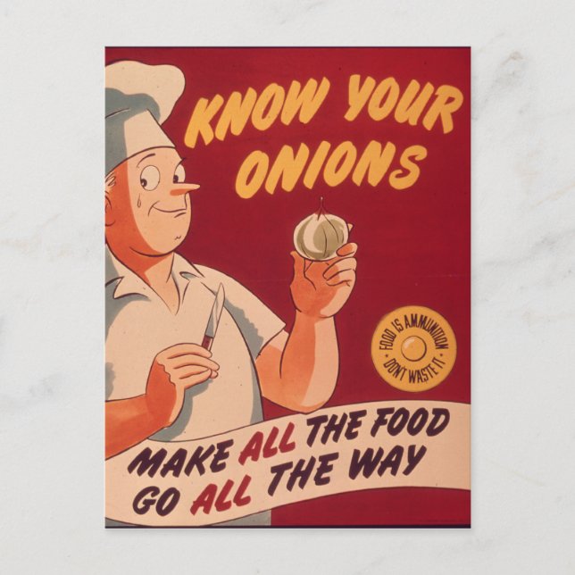Know your onions postcard (Front)