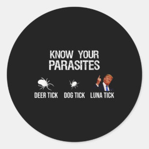 Know Your Parasites - Deer Tick, Dog Tick, Luna Ti Classic Round Sticker