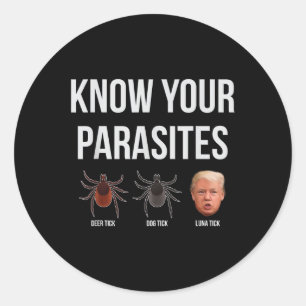Know Your Parasites Dump President Trump Parasite Classic Round Sticker