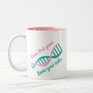 Know your risks, know your genes Two-Tone coffee mug