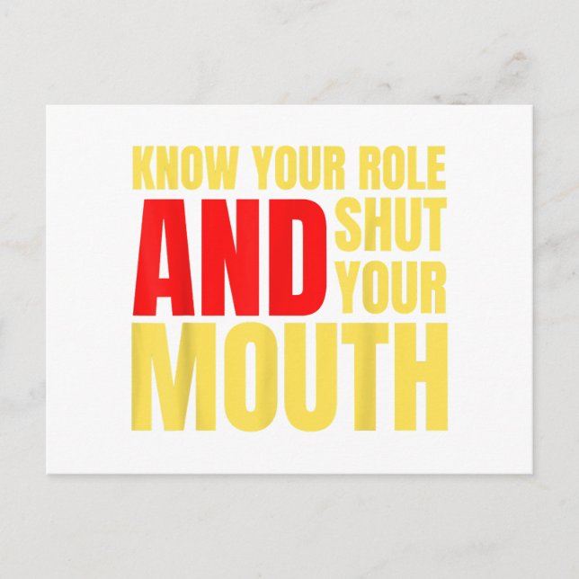 know your role and shut your mouth American footba Holiday Postcard (Front)