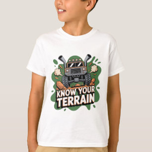 Know Your Terrain Green 4x4 Off Road Truck Cartoon T-Shirt