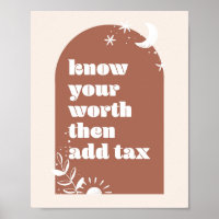 Know Your Worth Then Add Tax Boho Arch