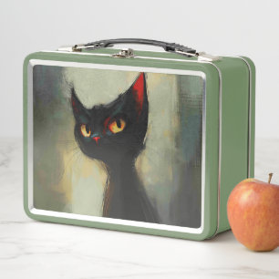 Knowing Black Ninja Cat Metal Lunch Box