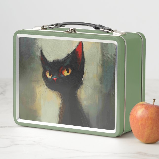  Knowing Black Ninja Cat  Metal Lunch Box (In Situ)