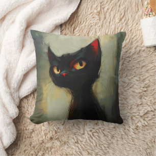  Knowing Black Ninja Cat  Throw Pillow
