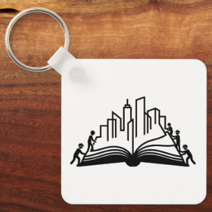 Knowledge builds cities book keychain