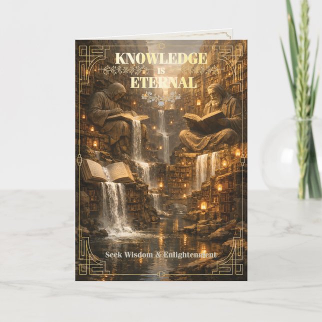 Knowledge Is Eternal – Wisdom Library Waterfall  Card (Front)