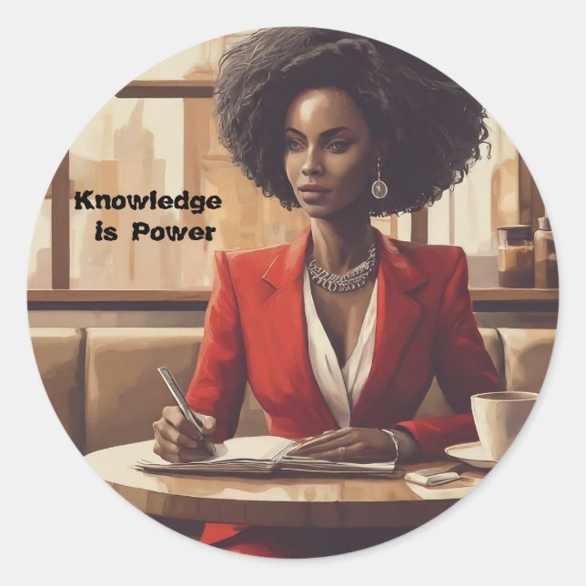 Knowledge is Power Achieve Dream Classic Round Sticker (Front)
