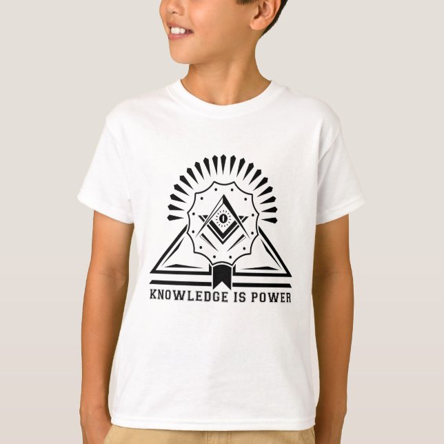 Knowledge is Power Cool Geometric Design T-Shirt (Front)