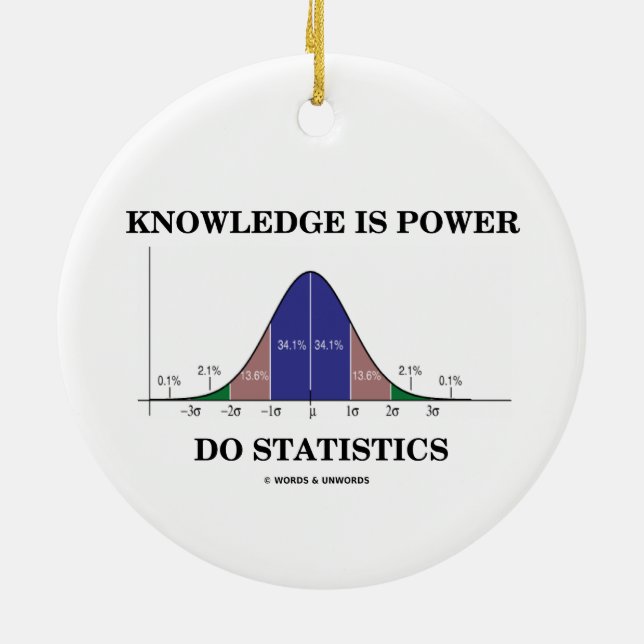 Knowledge Is Power Do Statistics Bell Curve Humour Ceramic Ornament (Back)