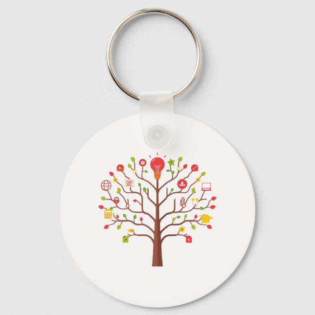 Knowledge Tree Idea Education Learning Icons Keychain (Front)