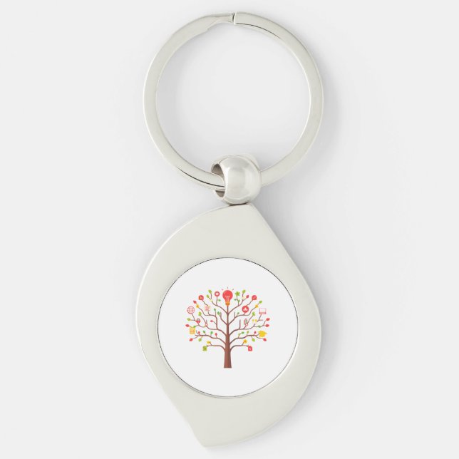 Knowledge Tree Idea Education Learning Icons Keychain (Front)
