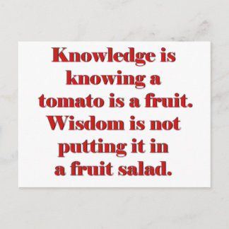 Knowledge vs. Wisdom tomato edition Postcard