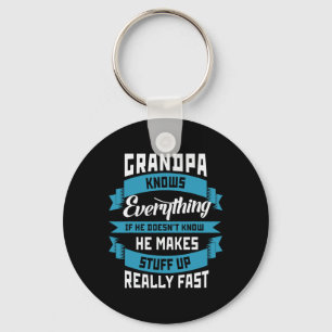 Knows Everything Funny Father's Day Costume  Keychain