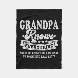 Knows Everything Funny Fathers Day Men Dad Papa Fleece Blanket