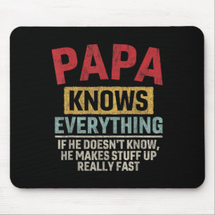 Knows Everything Funny Father's Day Papa  Mouse Pad
