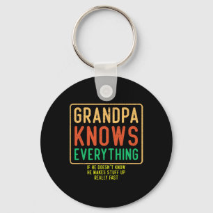 Knows Everything Funny Grandpa Fathers Day Keychain