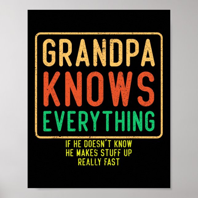 Knows Everything Funny Grandpa Fathers Day  Poster (Front)