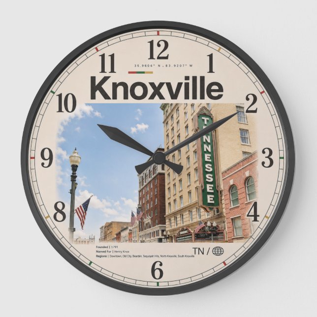 Knoxville Tennessee Large Clock (Front)
