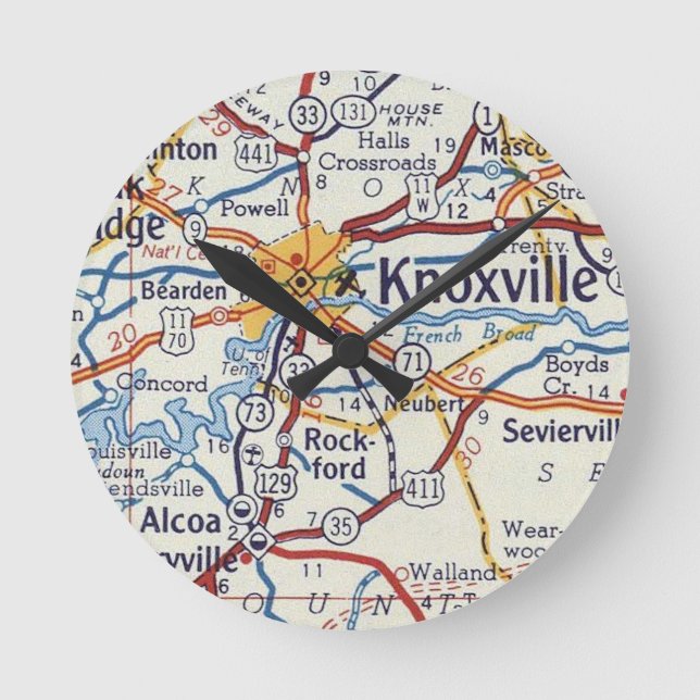 Knoxville Tennessee Round Clock (Front)
