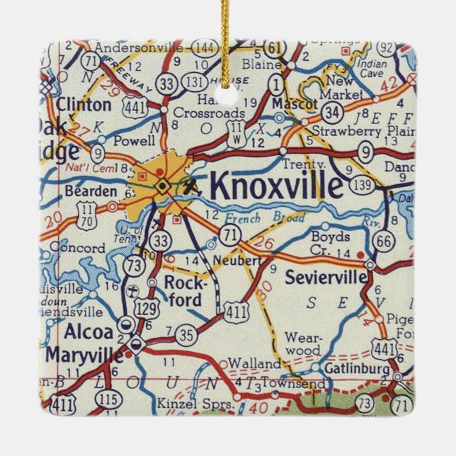 Knoxville Vintage Map Ceramic Ornament (Back)