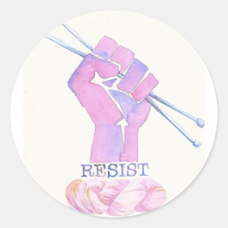 Kntting power fist with RESIST Classic Round Sticker