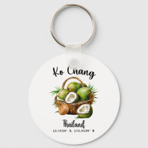 Ko Chang Coconut Thailand Tropical Island Gps Vaca Keychain