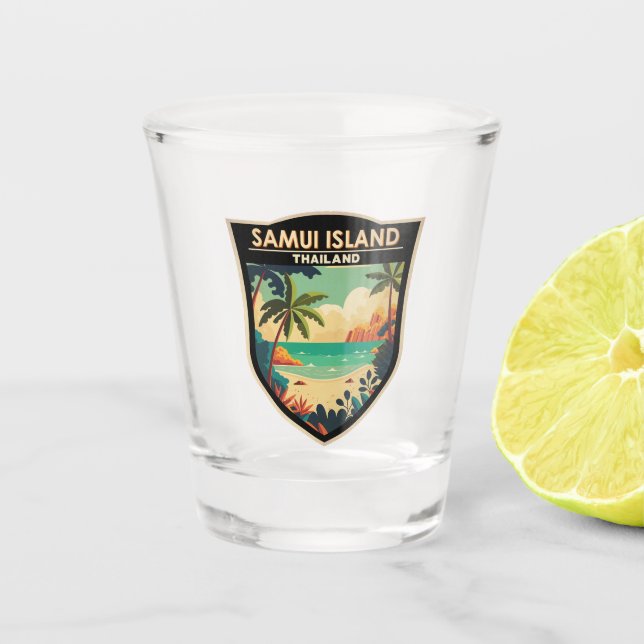 Ko Samui Island Thailand Travel Art Badge Shot Glass (Front)
