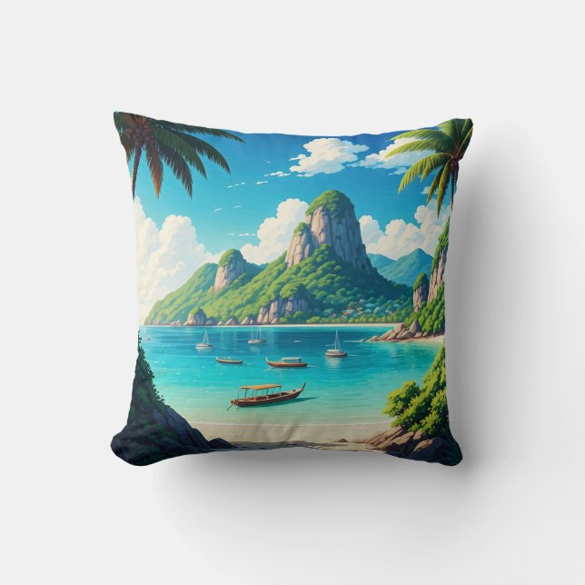Ko Samui Thailand beach Throw Pillow (Front)
