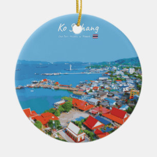 Ko Sichang, Thailand - Vibrant Harbour View Ceramic Ornament