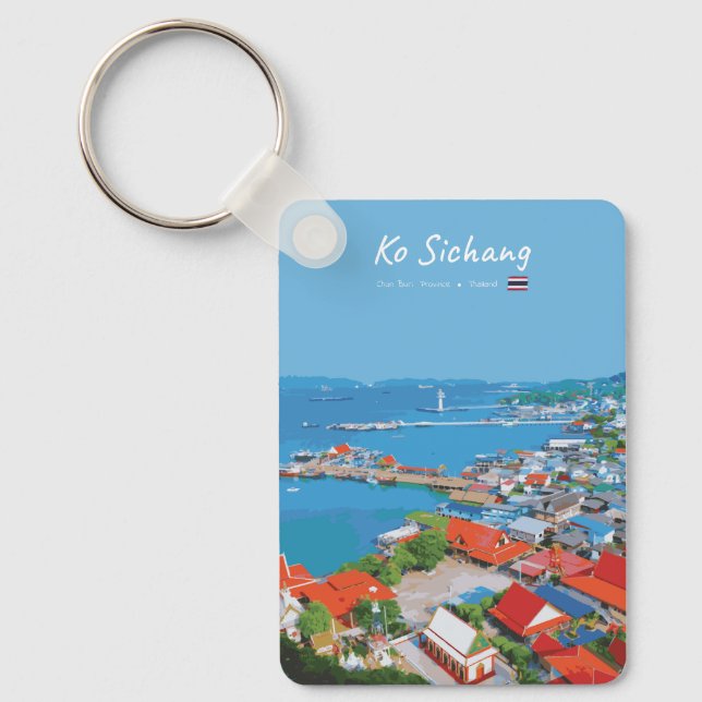 Ko Sichang, Thailand - Vibrant Harbour View Classi Keychain (Front)