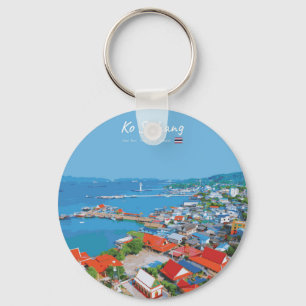 Ko Sichang, Thailand - Vibrant Harbour View Keychain