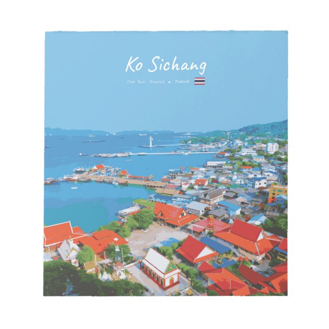 Ko Sichang, Thailand - Vibrant Harbour View Notepad (Front)