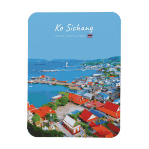 Ko Sichang, Thailand - Vibrant Harbour View Rounde Magnet