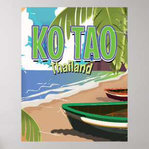 Ko Tao thailand affiche de voyage vintage