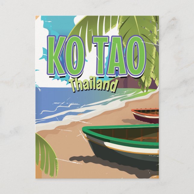 Ko Tao thailand vintage travel poster Postcard (Front)