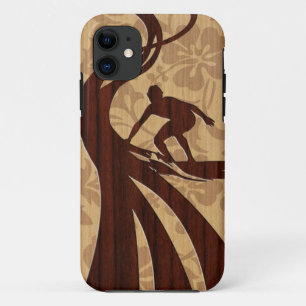 Koa Wood Surfer Surfboard iPhone 5 Coques