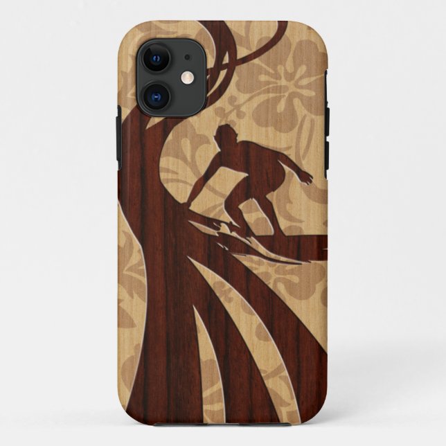 Koa Wood Surfer Surfboard iPhone 5 Coques (Dos)